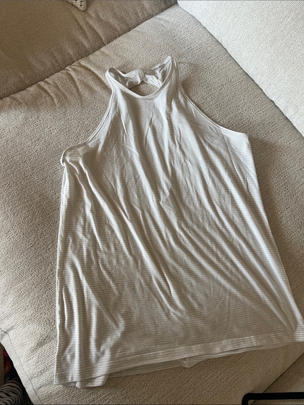 Lululemon Women’s High-Neck Striped Tank Top - White/Gray